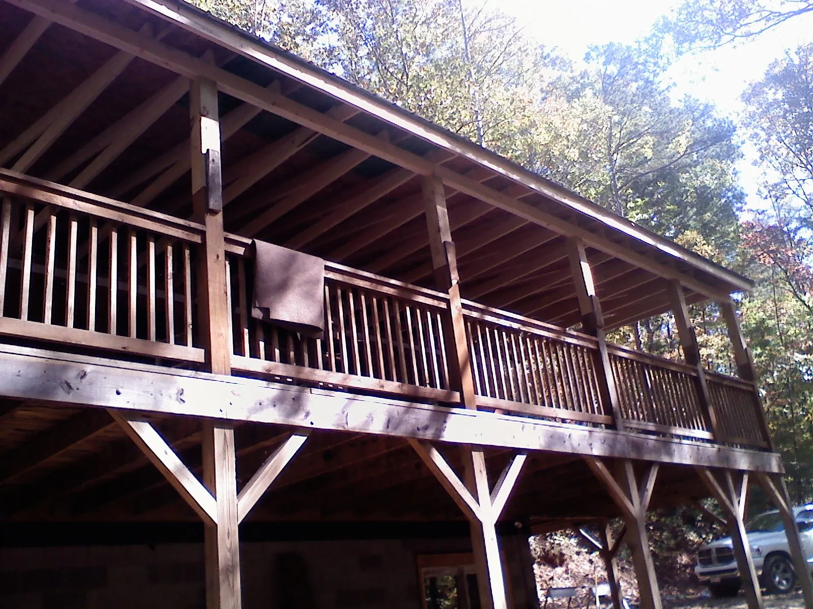Timber framing under a new elevated porch and deck — Roof Leak Repair in Lascassas by Roofing Brothers